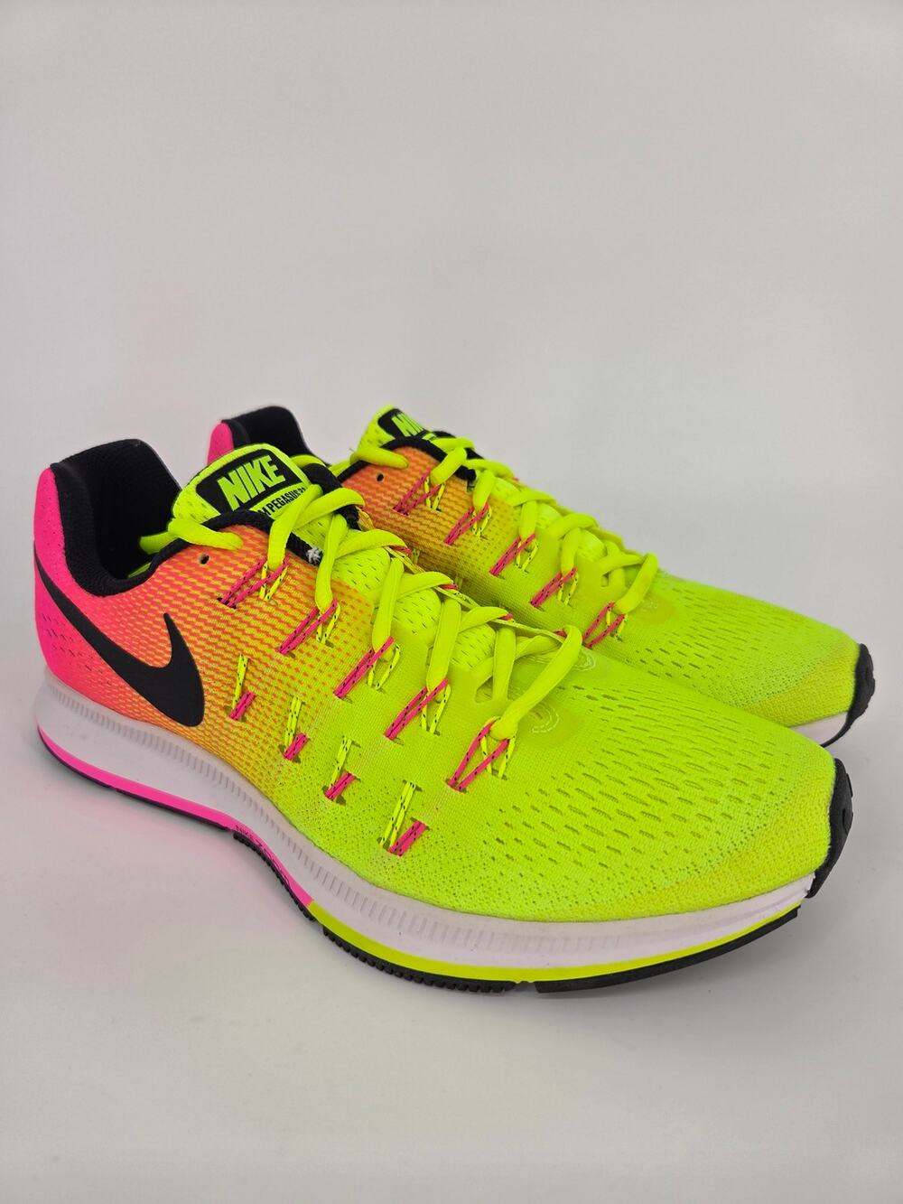 NEW Nike Women's Air Zoom Pegasus 33 NEON Yellow Pink Running Shoe US Size 9.5